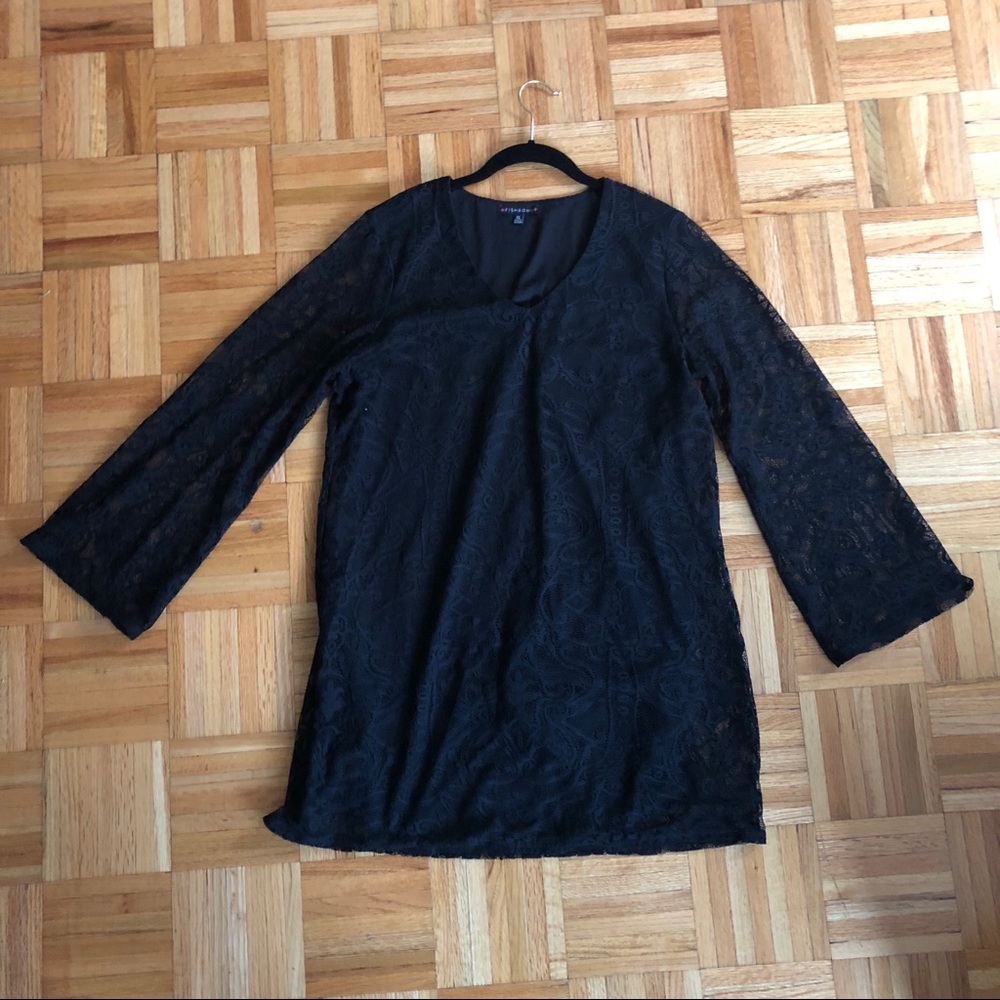 Black Lace Dress with Flared Sleeves